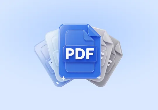 A stack of scanned pages turning into a single PDF file