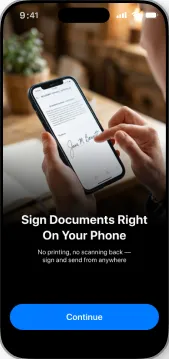 Signing a document on a phone without printing it