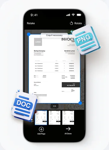 Cropping a captured invoice before adding the next page