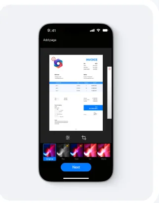 The same receipts filed as scans inside the app